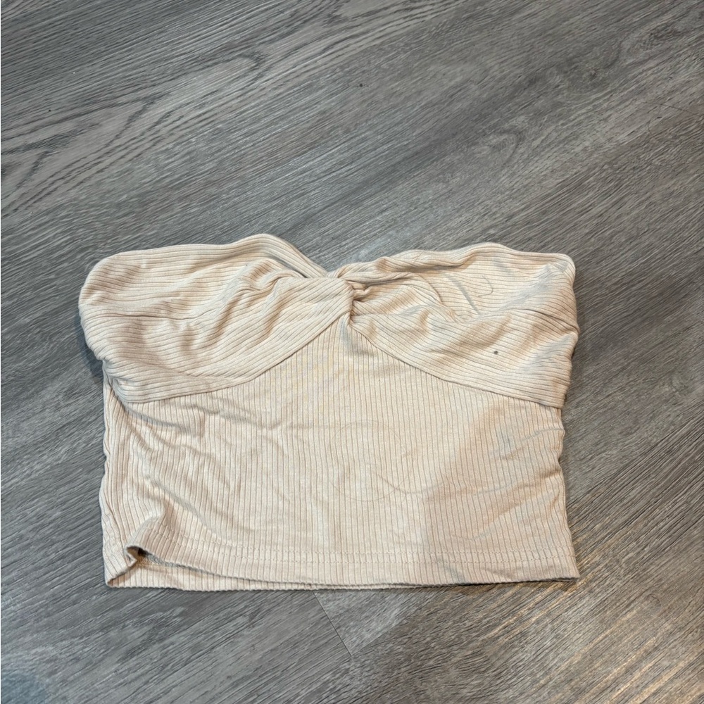 SHEIN Cream Strapless Crop Top